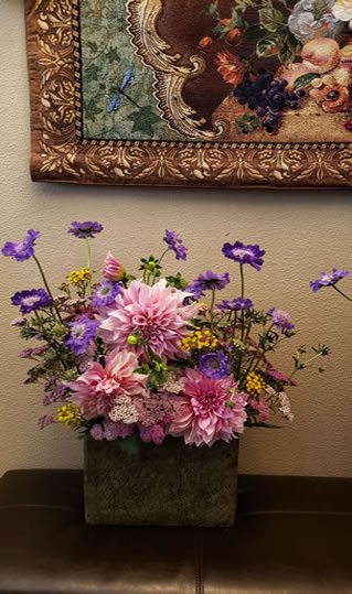 Pink Dahlia Yarrow Lavender Scabiosa Tansy Yarrow